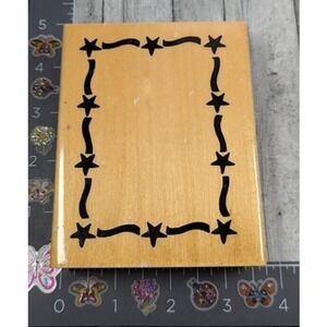 Anita's Stars Wavy Frame Rubber Stamp Wood #E8